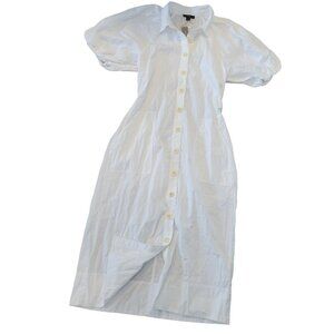 NWT J. Crew White maxi dress, collared cotton poplin, size small